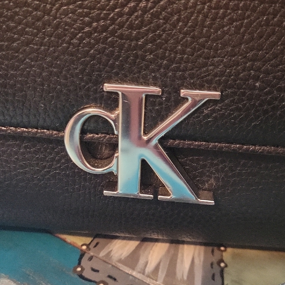 Calvin Klein Black Textured Leather Satchel - Picture 2 of 6